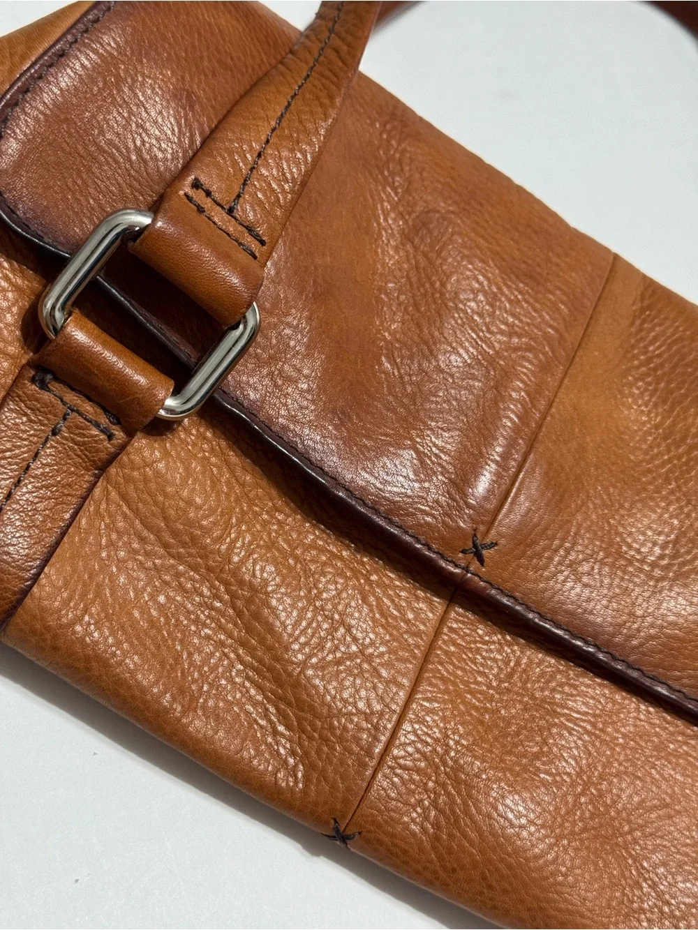 Leather Shoulder Bag in Cognac Brown - Women's Handbag
